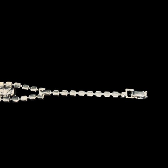 Vintage Silver Tone With Prong Set Clear Faceted Rhinestone Bracelet (5212) - Picture 9 of 9